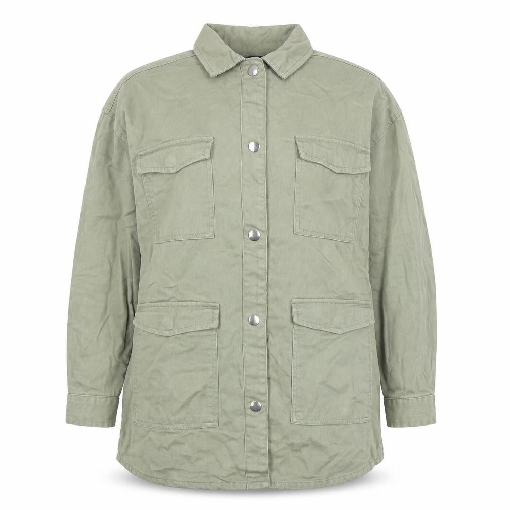 Front view of Dunnes Women Green XS Cotton Military Style Jacket