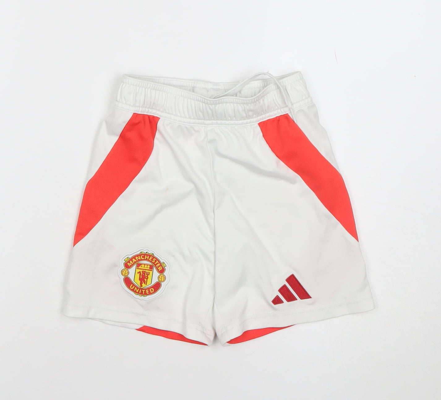 adidas Boys White Manchester United Football Shorts 7 Years Athletic Fit