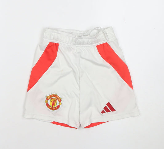 adidas Boys White Manchester United Football Shorts 7 Years Athletic Fit