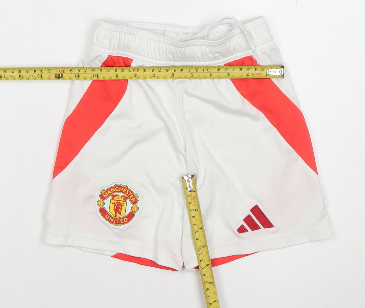 adidas Boys White Manchester United Football Shorts 7 Years Athletic Fit