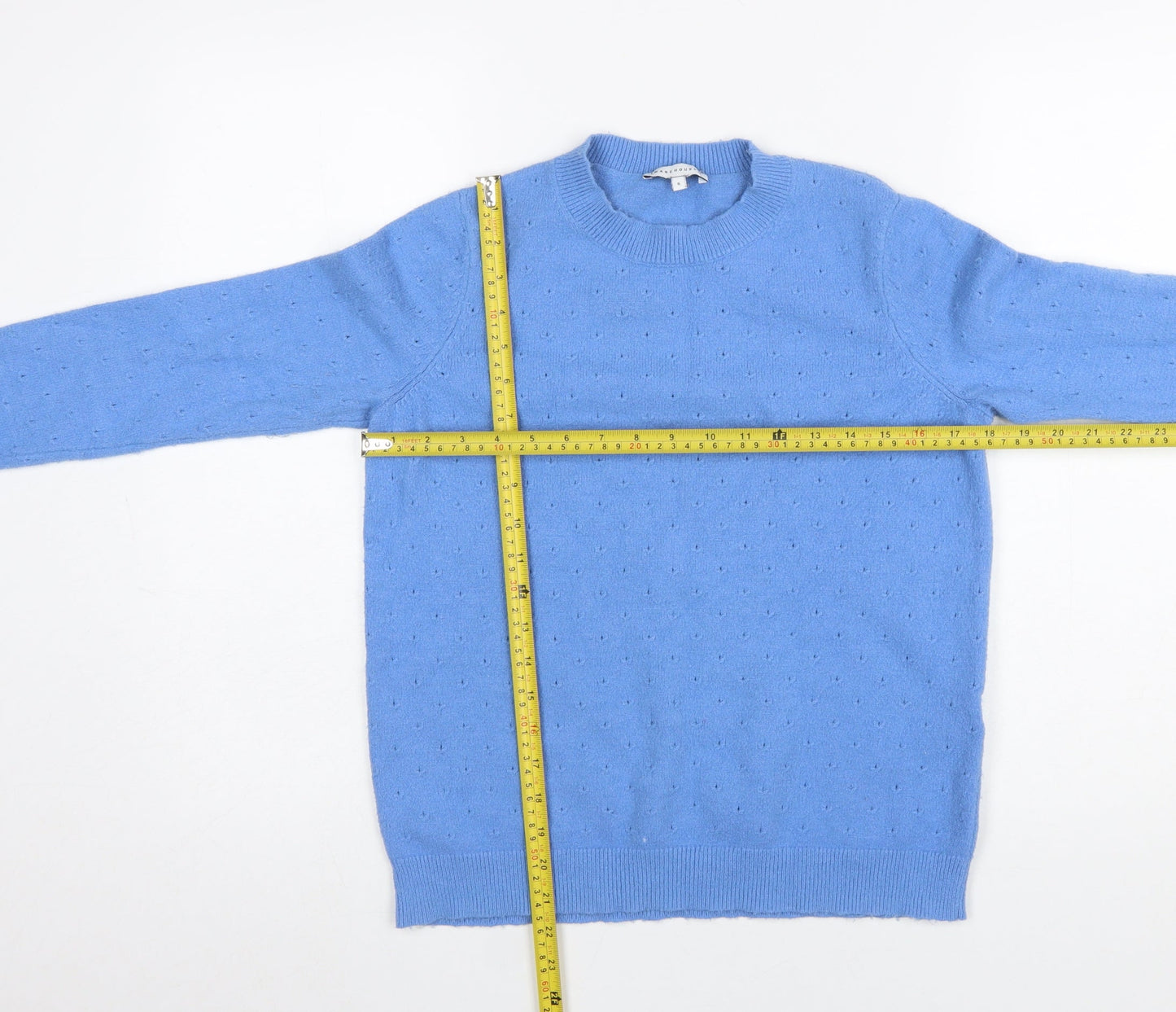 Warehouse Women Blue Size 8 Crew Neck Long Sleeve Knit Jumper