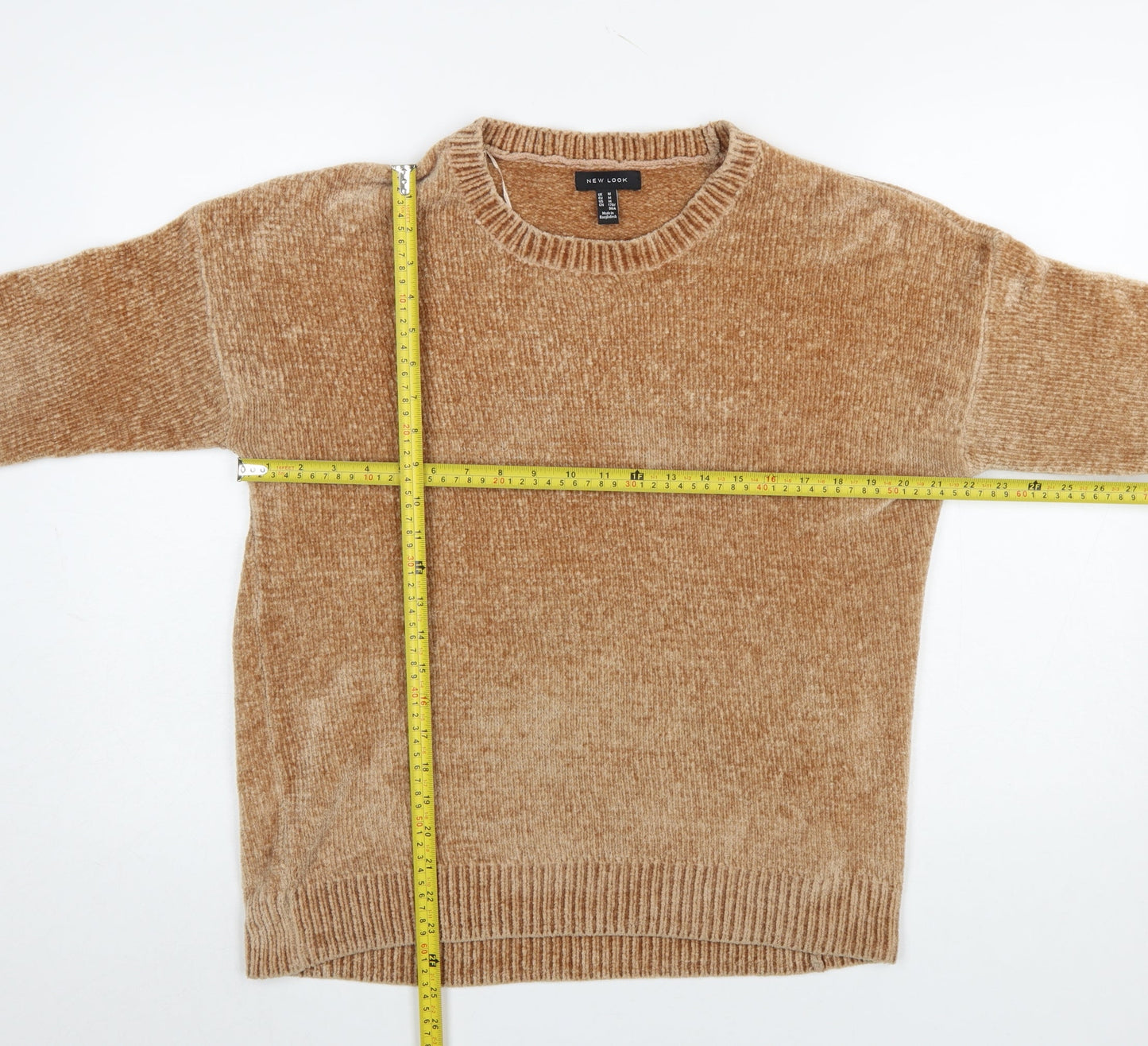 New Look Women Beige Crew Neck Pullover Jumper Medium Polyester Knit