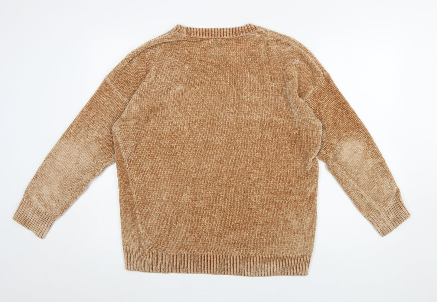 New Look Women Beige Crew Neck Pullover Jumper Medium Polyester Knit