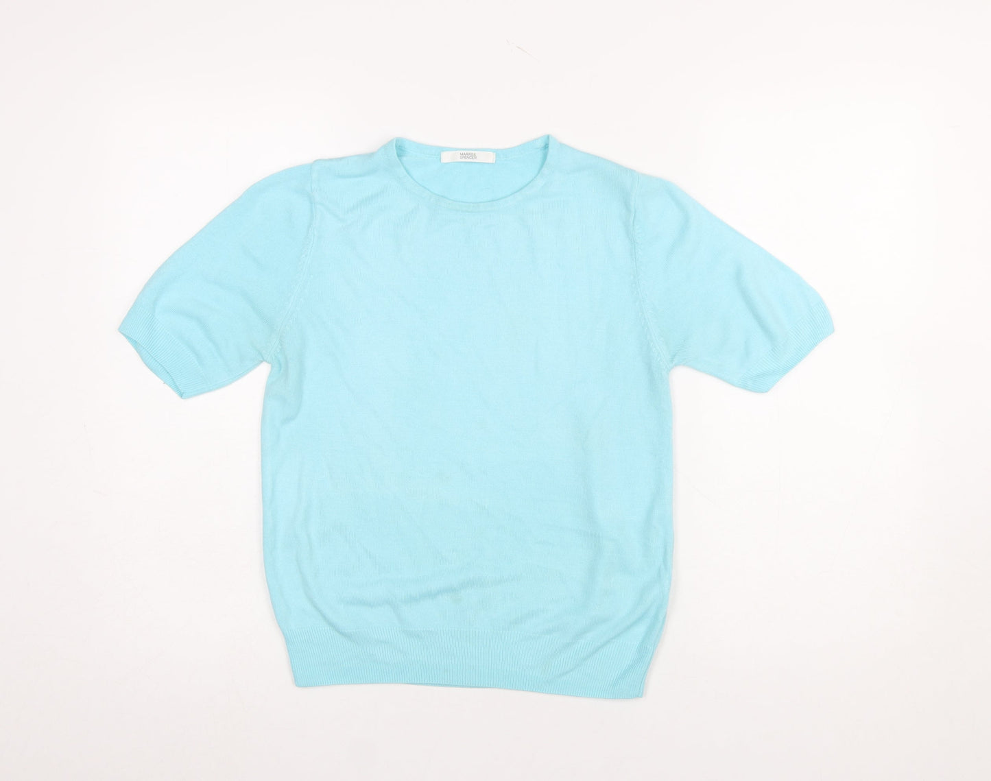 Marks and Spencer Women’s Blue Acrylic Short Sleeve Crew Neck Jumper Size 12