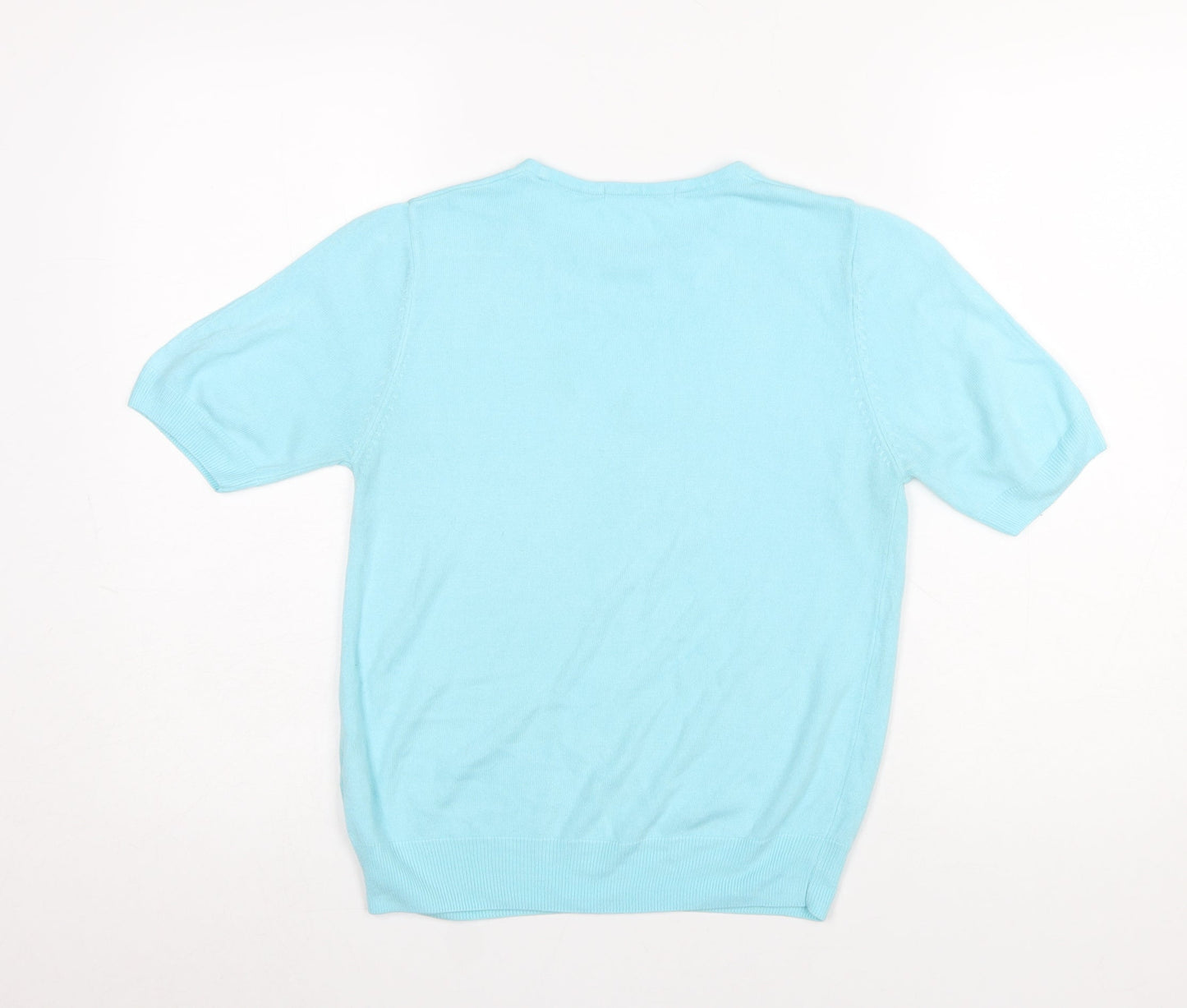 Marks and Spencer Women’s Blue Acrylic Short Sleeve Crew Neck Jumper Size 12