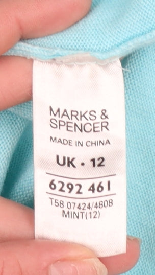 Marks and Spencer Women’s Blue Acrylic Short Sleeve Crew Neck Jumper Size 12