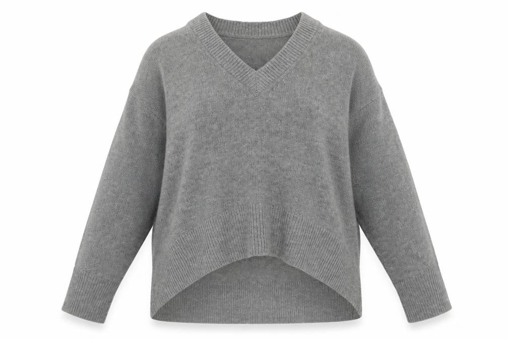 French Connection Women’s Grey V-Neck Knit Jumper Size S