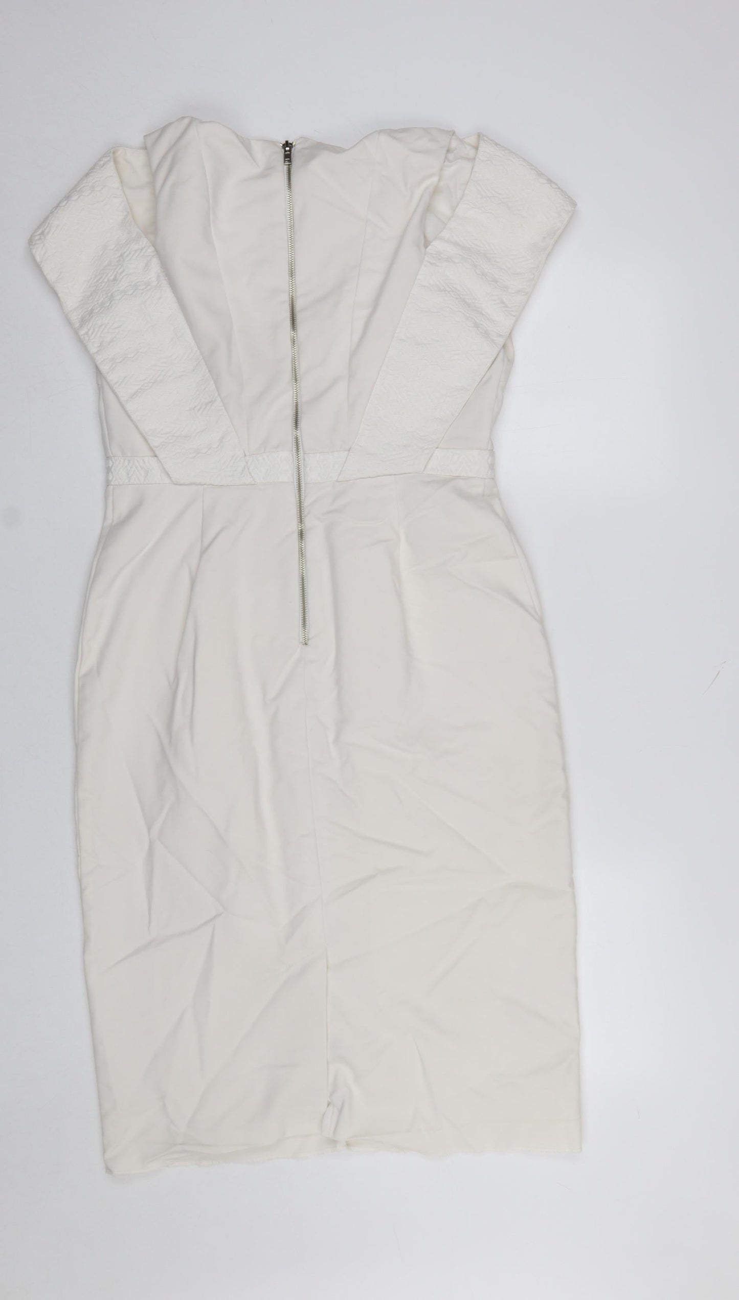 River Island Women’s Ivory Sheath Dress Size 12 Short Sleeve Knee Length