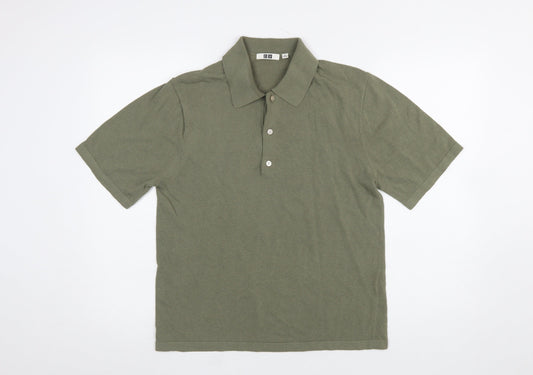 Uniqlo U Men's Green Cotton Short Sleeve Polo Shirt XS