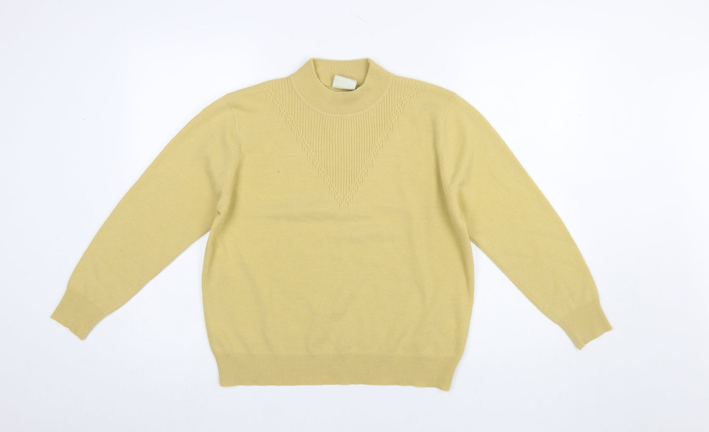 Eastex Women Beige Wool Blend Mock Neck Jumper Size 12