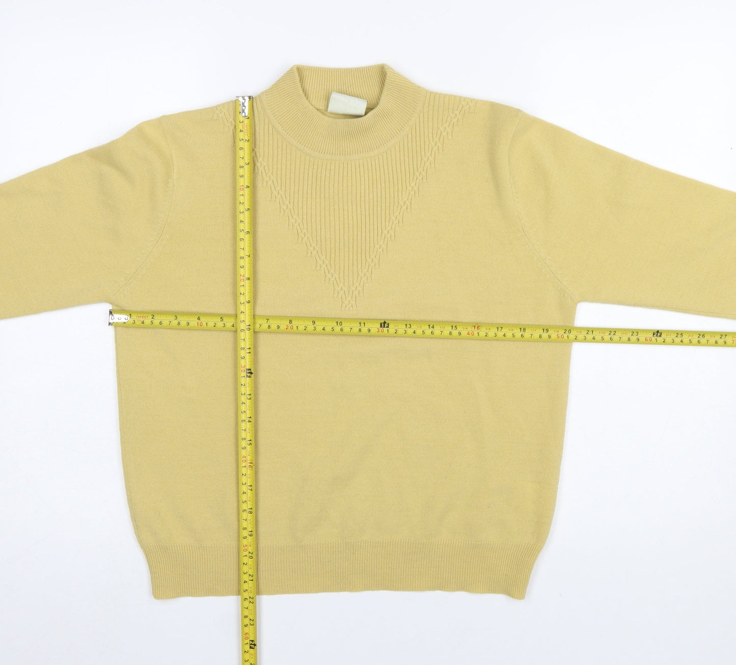 Eastex Women Beige Wool Blend Mock Neck Jumper Size 12