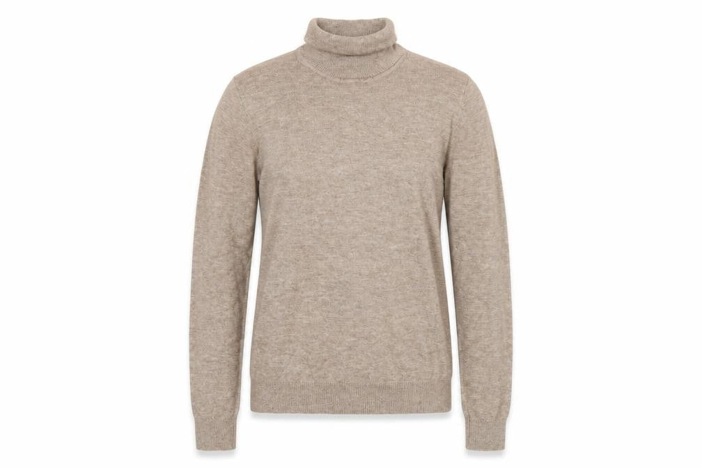 Front view of Object women’s beige roll neck knit jumper xs