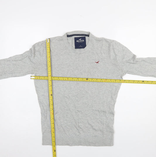 Hollister Men’s Grey Crew Neck Pullover Jumper Size S Slim Fit Knit