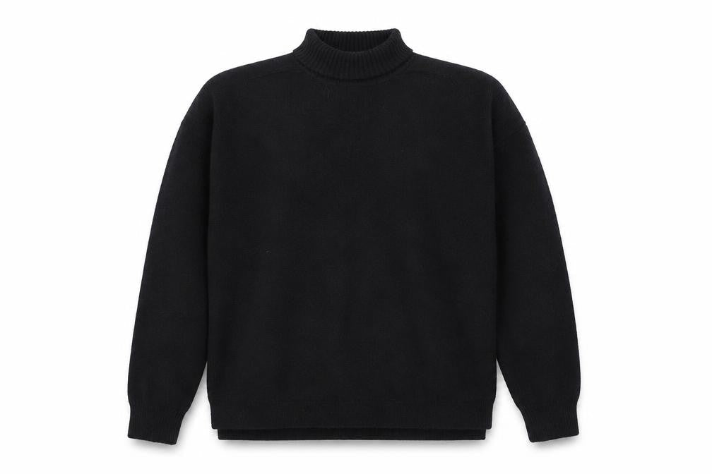Front view of French Connection Men's Black High Neck Medium Knit Jumper