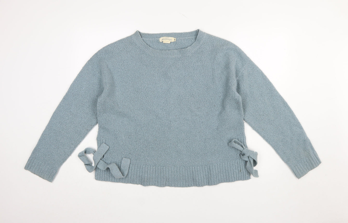 H&M L.O.G.G. Women Blue Bow Side Knit Jumper Size 12