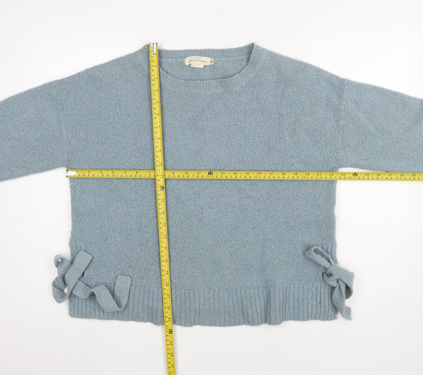 H&M L.O.G.G. Women Blue Bow Side Knit Jumper Size 12