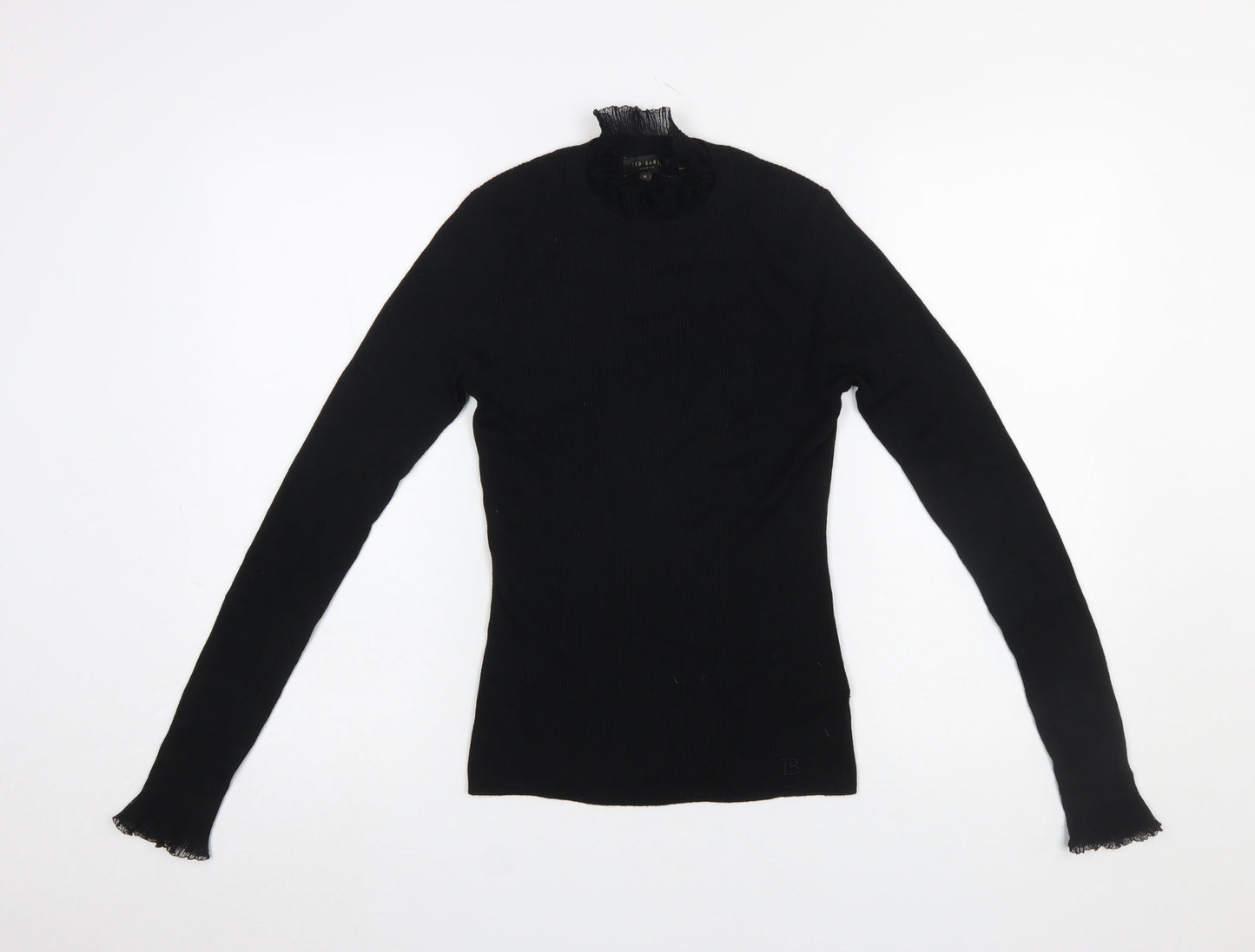Ted Baker Women’s Black Slim Fit High Neck Long Sleeve Pullover Jumper Size 10
