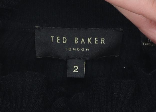 Ted Baker Women’s Black Slim Fit High Neck Long Sleeve Pullover Jumper Size 10