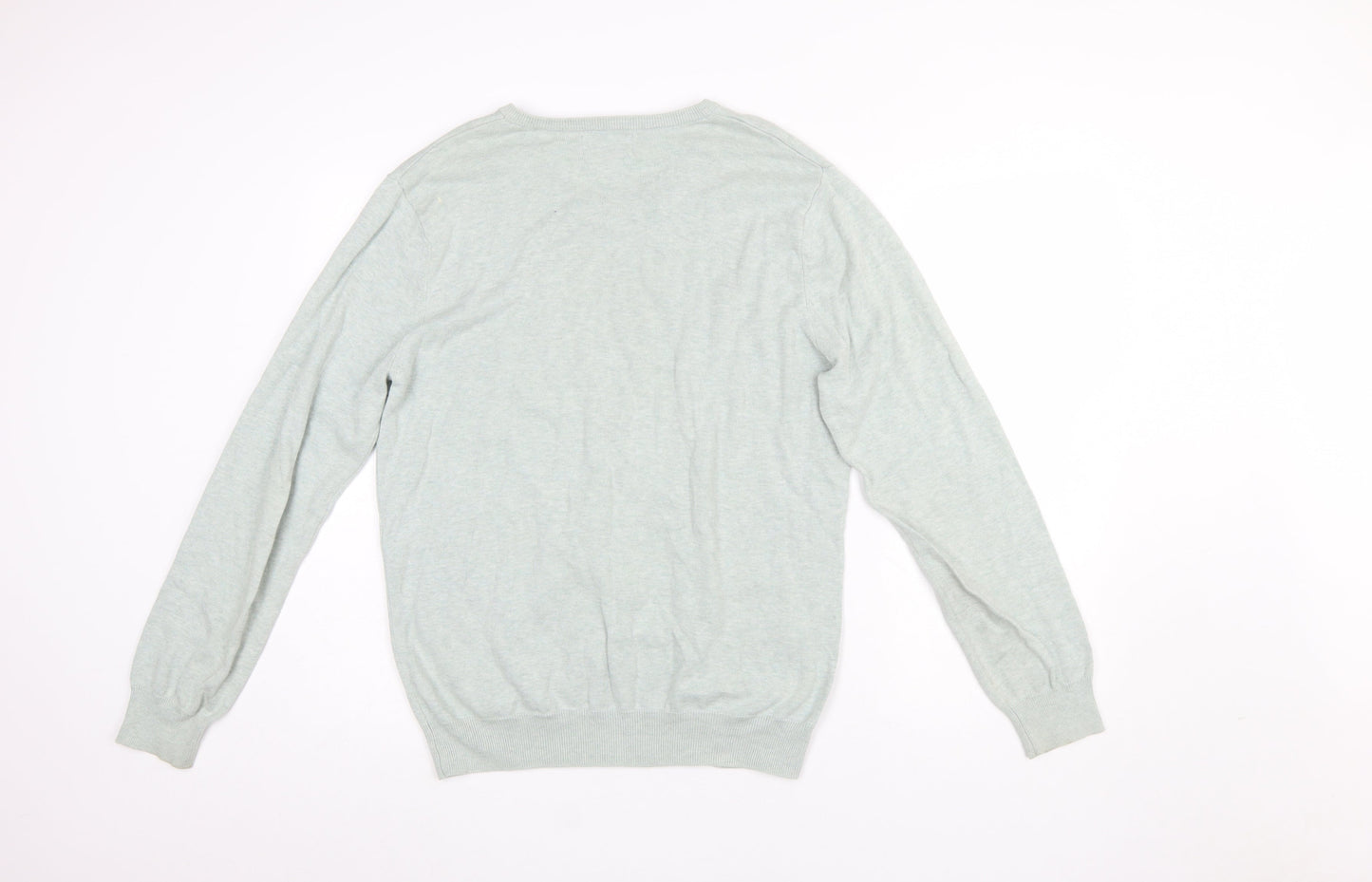 Tu Men's Grey Cotton V-Neck Jumper Size M Lightweight Knit
