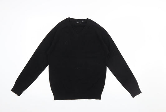 Next Boys Black V-Neck Cotton Blend Jumper 12 Years Classic Schoolwear