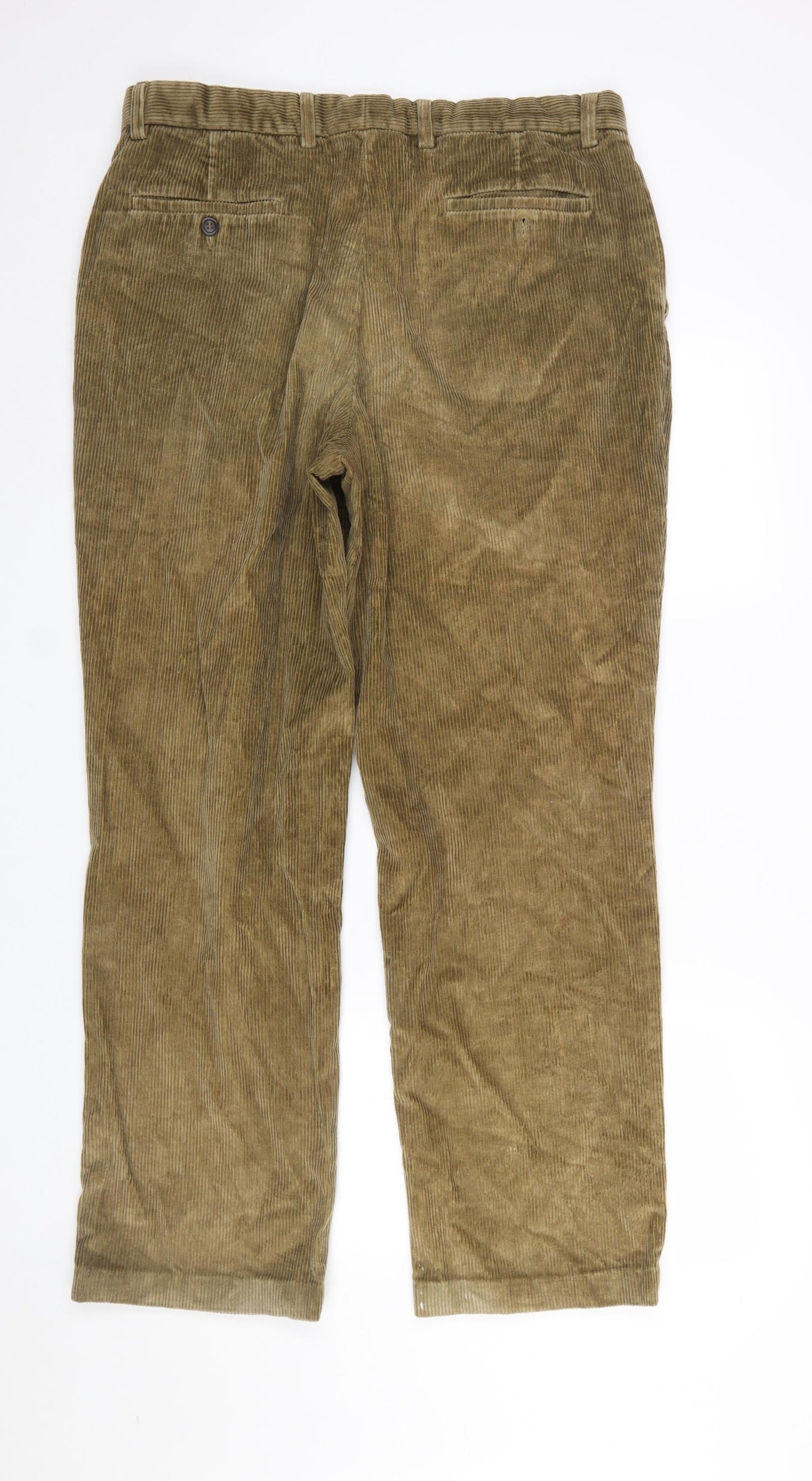 Marks and Spencer Mens Khaki Corduroy Trousers 38W 31L Classic Fit