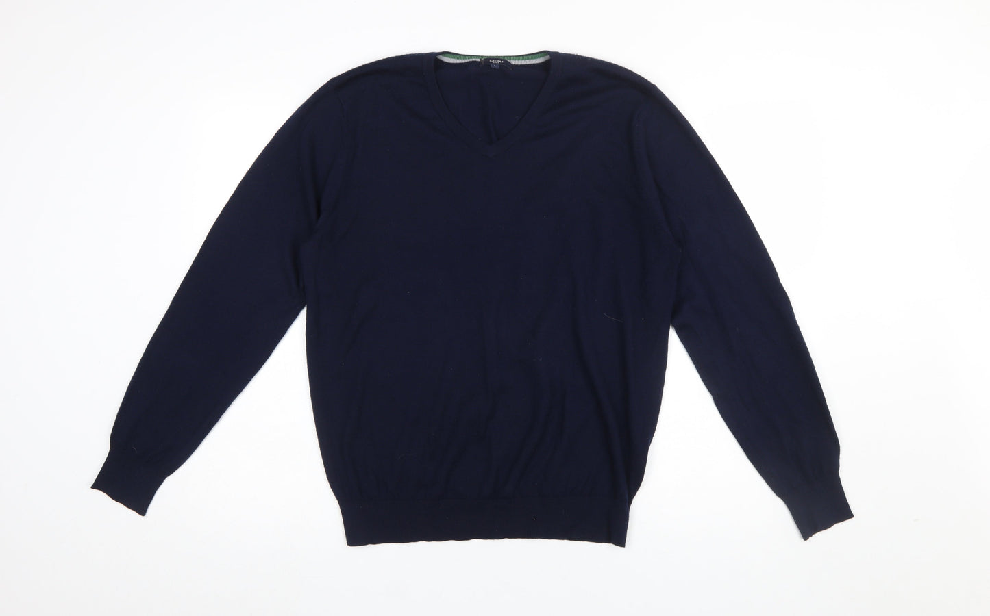 Rochas Paris Men's Blue Wool Blend V-Neck Jumper Size L