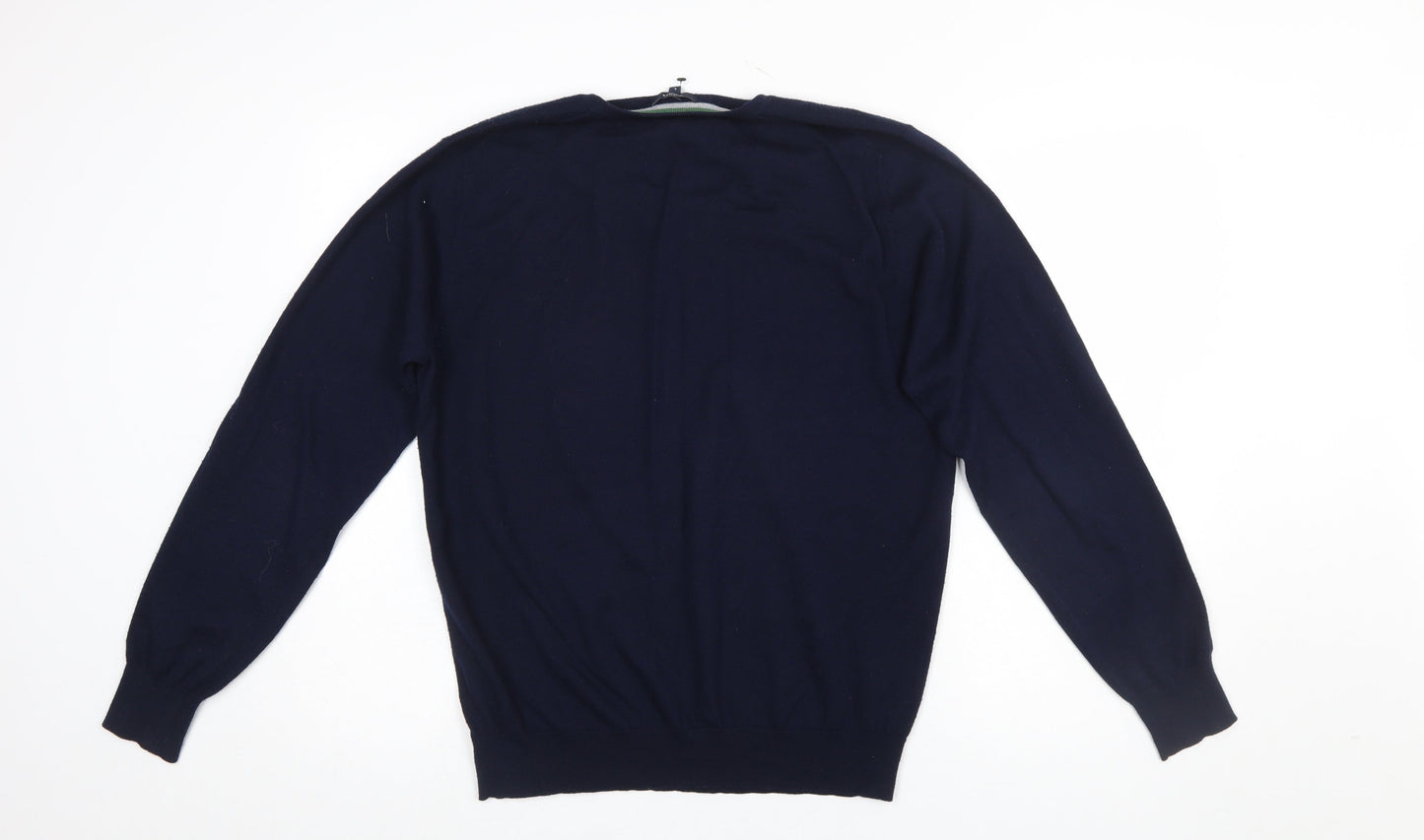 Rochas Paris Men's Blue Wool Blend V-Neck Jumper Size L