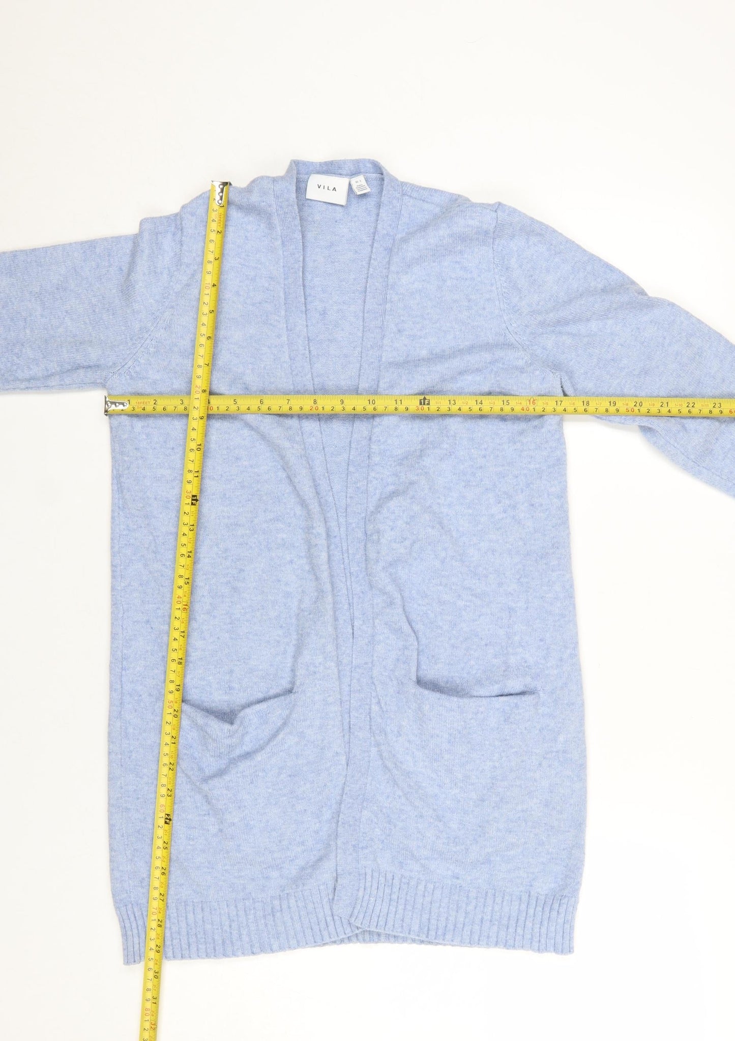 Vila Women Blue Long Sleeve Knit Cardigan Size S