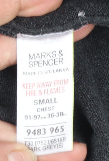 Marks and Spencer Men's Grey Collared Henley Jumper Size S Cotton Blend