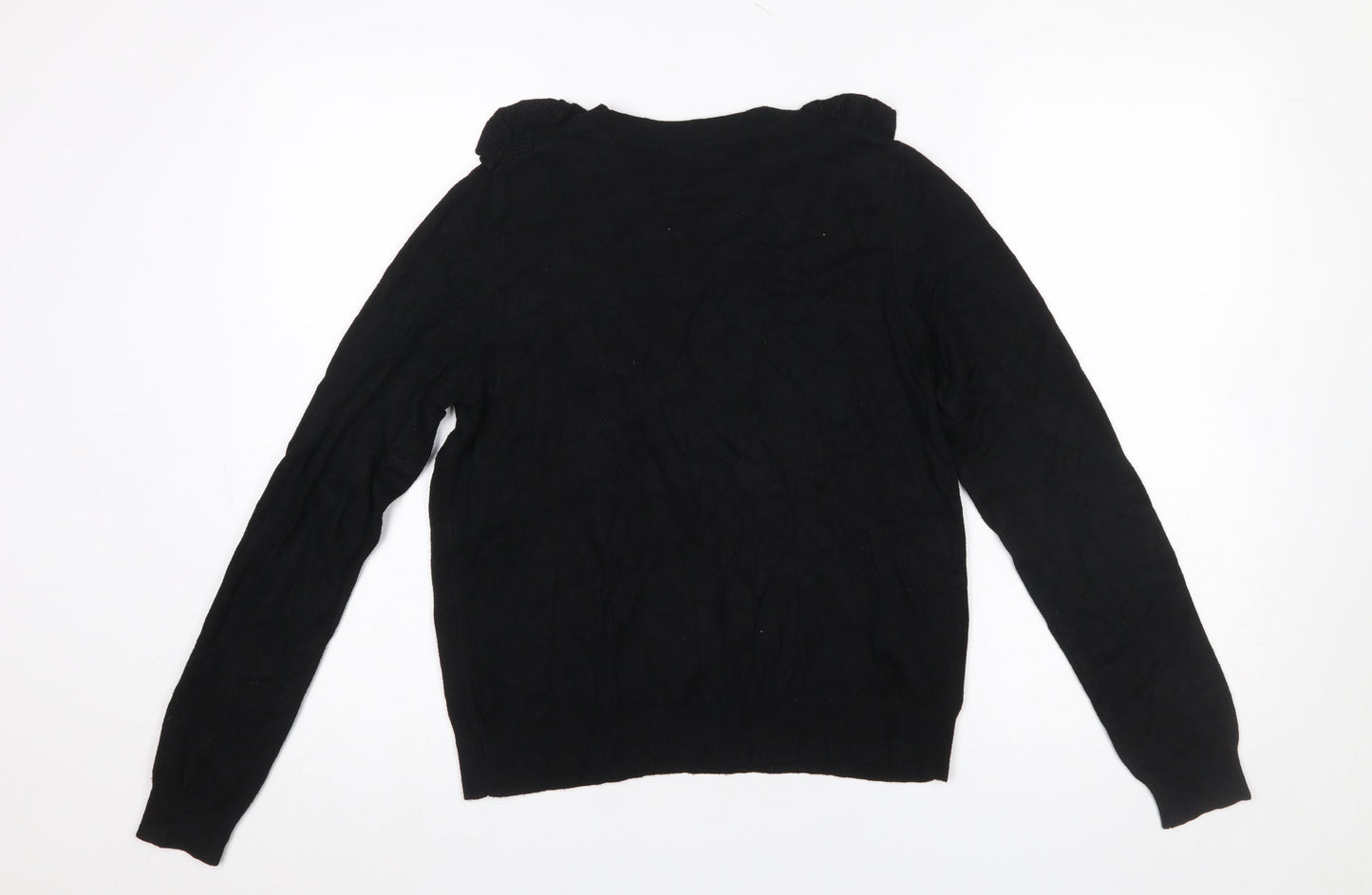 Next Women’s Black V-Neck Ruffle Knit Jumper Size 8