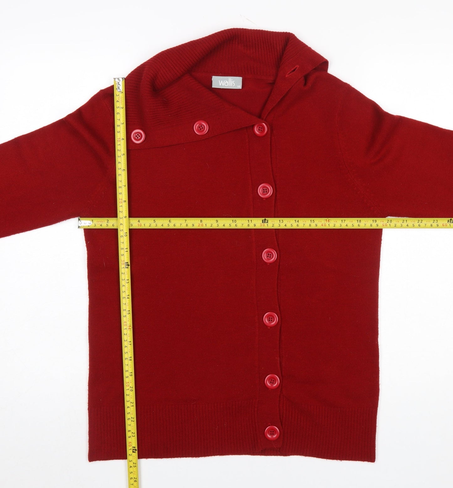 Wallis Women’s Red Long Sleeve Collared Button Cardigan Size 14