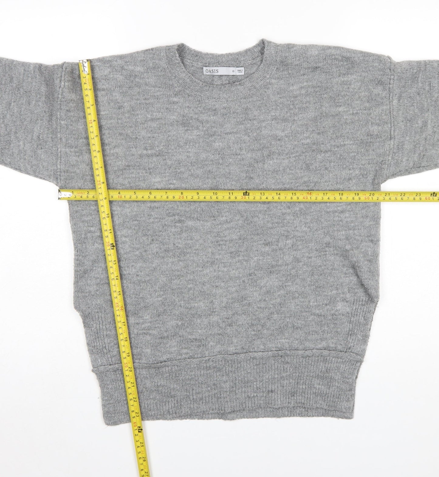 Oasis Womens Grey Crew Neck Pullover Jumper XS Acrylic Blend