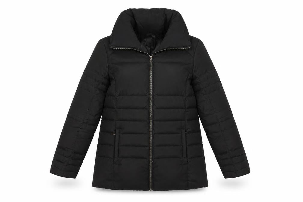 Oasis Womens Black Puffer Jacket Size M Mid-Length Winter Coat