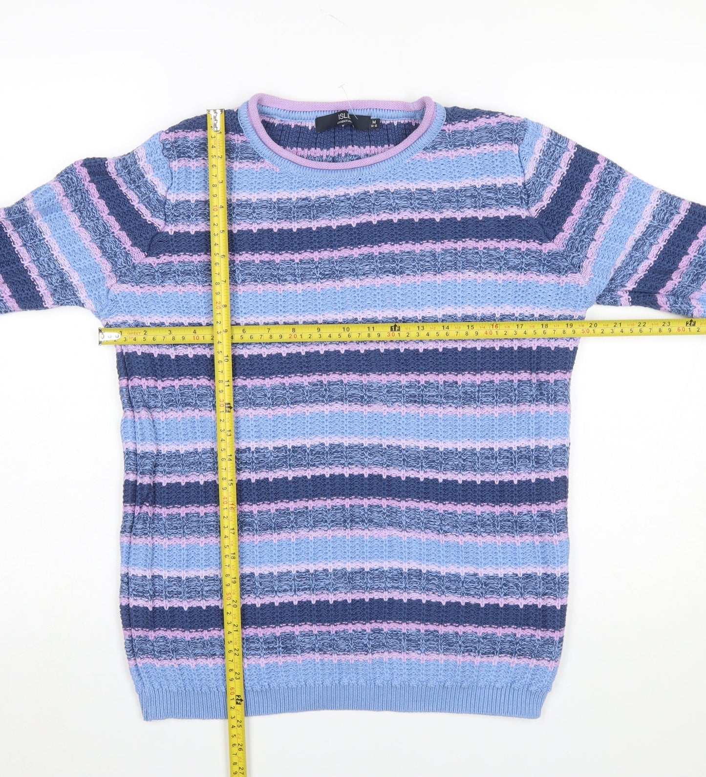 Isle Essentials Women's Multicoloured Cotton Striped Jumper M 14-16