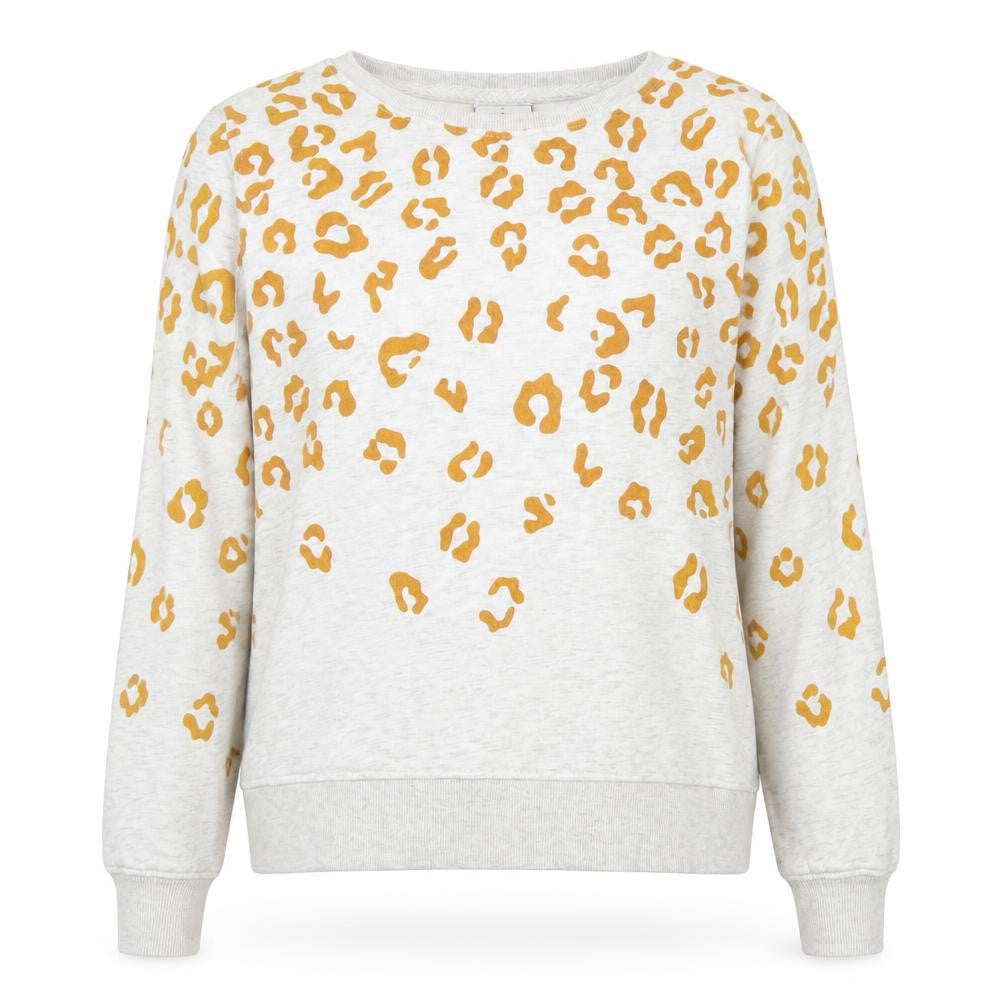 ONLY Womens Beige Animal Print Crew Neck Sweatshirt Size S