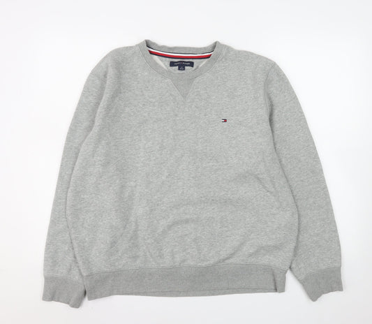 Tommy Hilfiger Men’s Grey Crew Neck Sweatshirt L Classic Logo Pullover