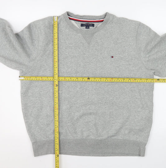 Tommy Hilfiger Men’s Grey Crew Neck Sweatshirt L Classic Logo Pullover