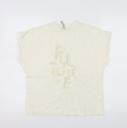 Tiffosi Women Ivory Future Print Basic T-Shirt Size S