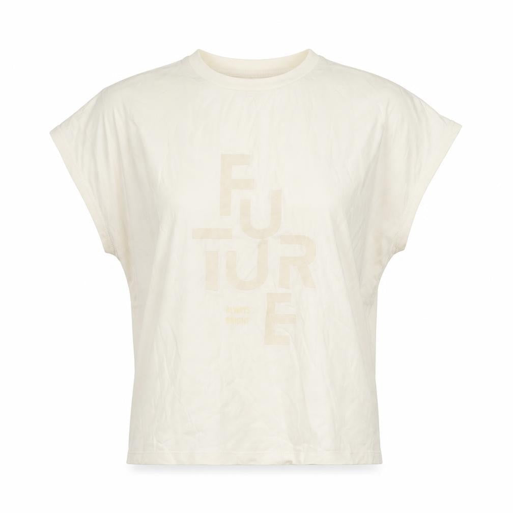 Tiffosi Women Ivory Future Print Basic T-Shirt Size S
