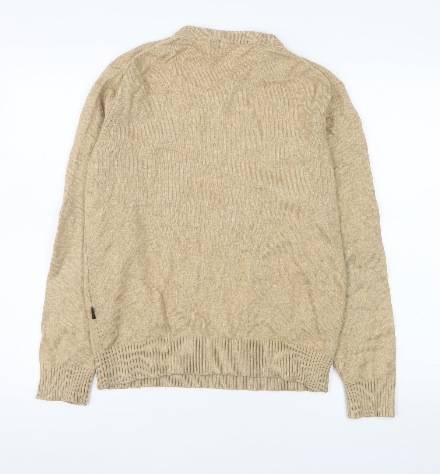 Jambangee Men’s Beige V-Neck Wool Cashmere Blend Jumper M