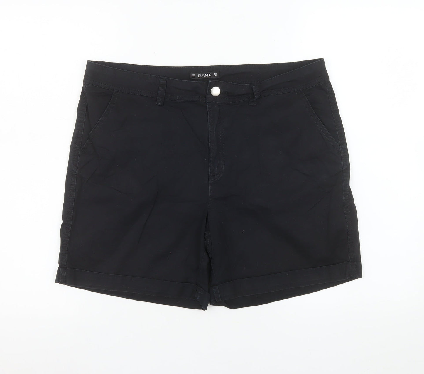 Dunnes Stores Women's Black Chino Shorts Size 14 Cotton Stretch