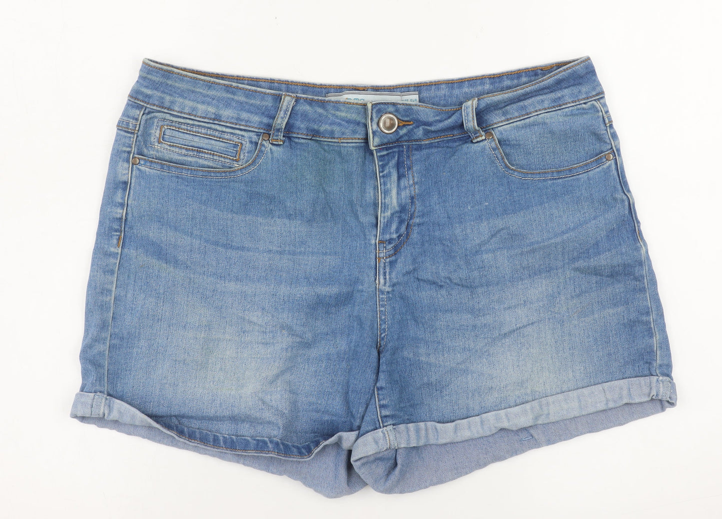Dunnes Stores Womens Blue Denim Chino Shorts Size 16 Stretch