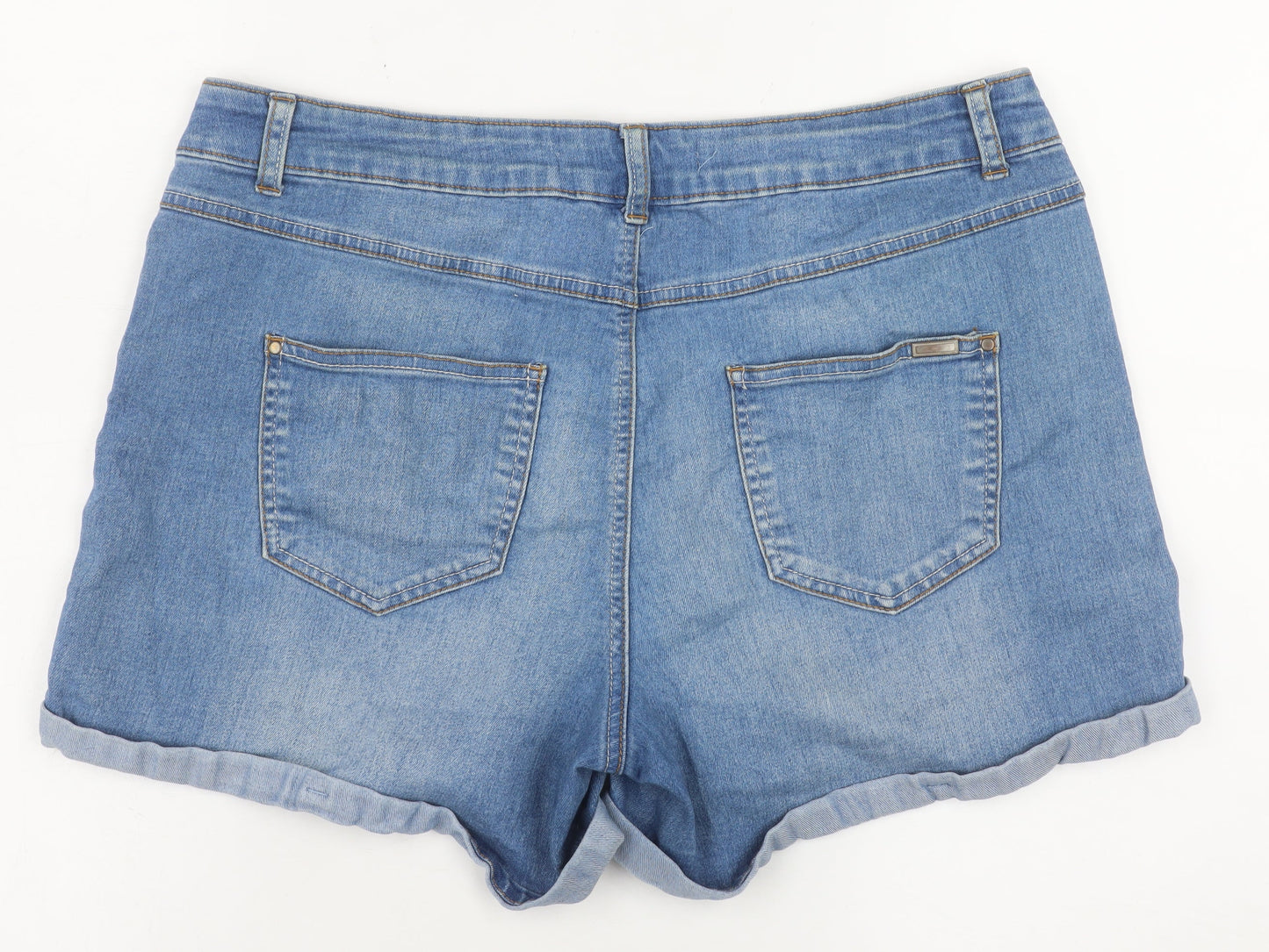 Dunnes Stores Womens Blue Denim Chino Shorts Size 16 Stretch