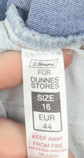 Dunnes Stores Womens Blue Denim Chino Shorts Size 16 Stretch