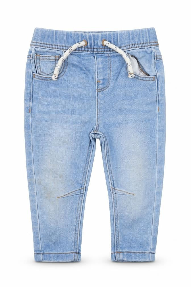 Primark Blue Baby Denim Jogger Jeans 6-9 Months Elastic Waist Casual