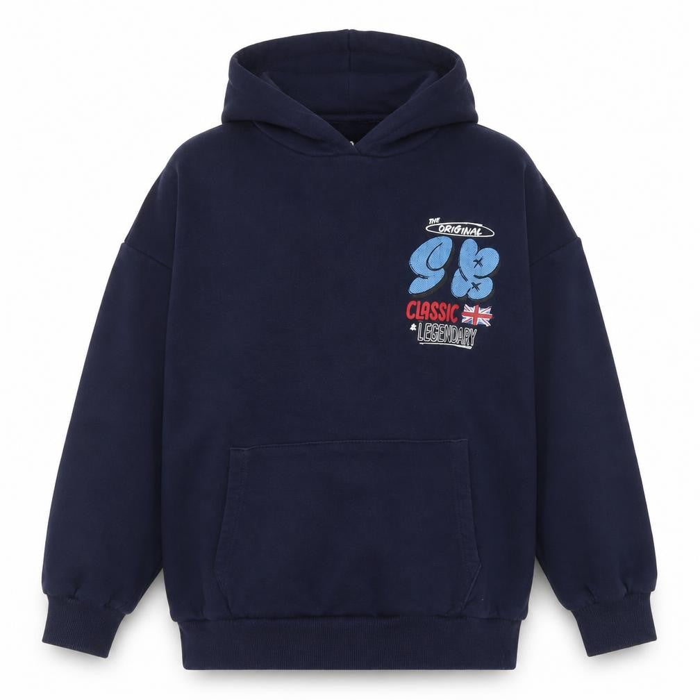 Marks & Spencer Boys Blue Pullover Hoodie 13-14 Years Graphic Bear Design