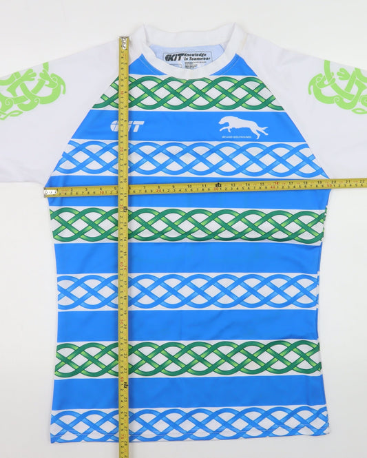 KIT Mens Blue Green Ireland Wolfhounds Rugby T-Shirt Size L Polyester