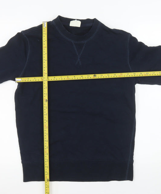 Marks and Spencer Men's Blue Crew Neck Regular Fit Cotton Sweatshirt M