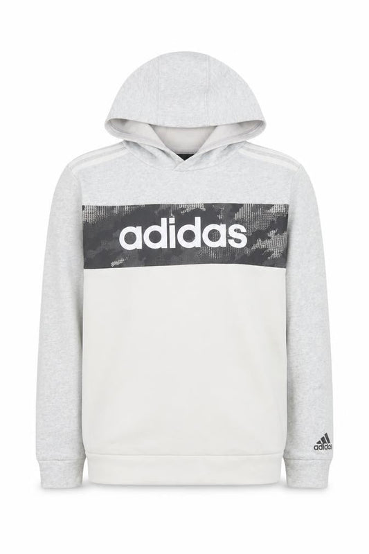 Adidas Boys Grey Hoodie 12-13 Years Pullover Fleece Logo Sweatshirt