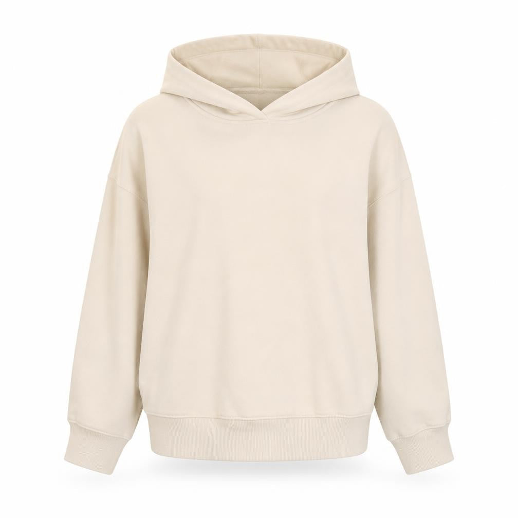Zara Women Beige Pullover Hoodie Medium Cotton Blend